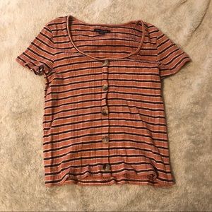 striped short sleeve tee w/ buttons